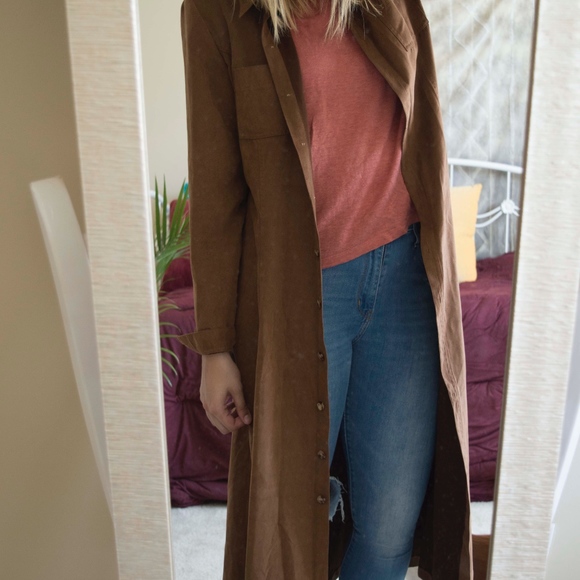 Jessica Howard Jackets & Blazers - Long Brown Trench Coat